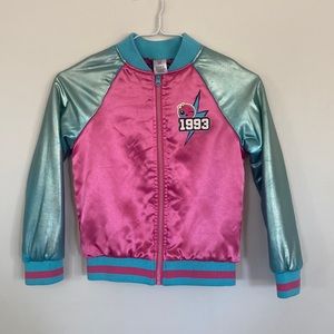 LOL Surprise Pink & Turquoise Jacket Girl Sz S (6-6x) Shiny Glitter Star Coat